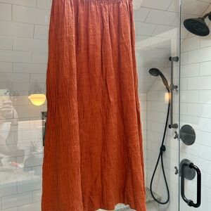Elizabeth Suzann Terracotta Maxi Skirt Linen Gauze M